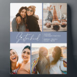 Modern Sisterhood Photo Collage Smoky Blue Plaque<br><div class="desc">Enjoy a special photo collage keepsake of your sisters or best friends. Featuring a signature style typography with a heart on top and some text for you to customise. If you would like to change anything font size,  colour etc,  click on customise further to access the design panel.</div>