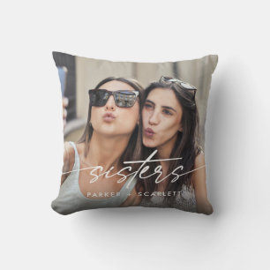 Modern Sisters Create Your Own Photo Script Cushion