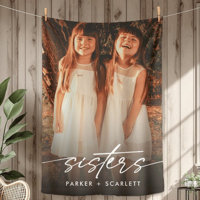 Modern Sisters Create Your Own Photo Script Fleece Blanket (Creator Uploaded)