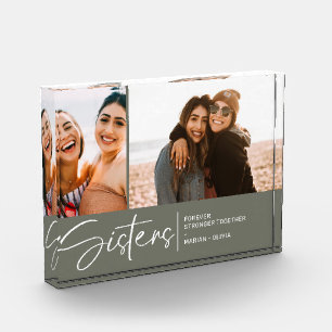 Modern Sisters Keepsake Two Photos Olive Green