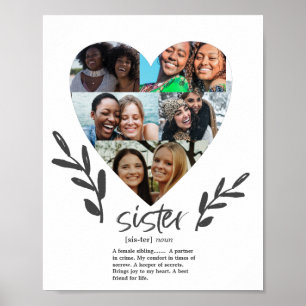 Modern Sisters Quote Photo Heart Poster