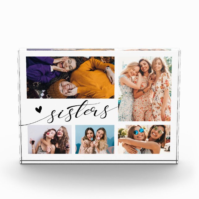 Modern Sisters Script Photo Collage Block (Front)