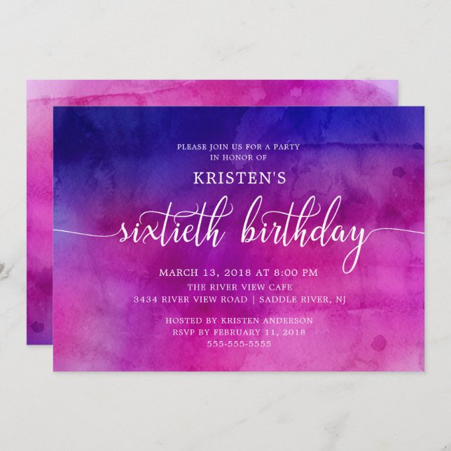 Modern Sixtieth 60th Birthday Party Invitation (Front/Back)