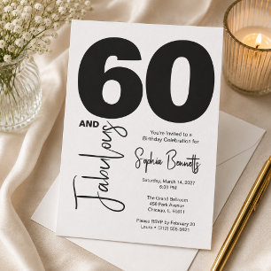 Modern Sixty and Fabulous 60th Birthday Party  Invitation