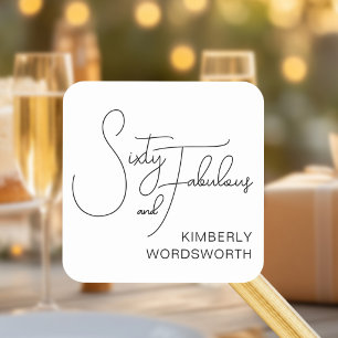 Modern Sixty and Fabulous 60th Birthday Party Square Sticker