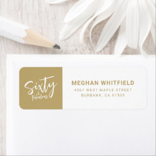Modern Sixty and Fabulous Bold 60th Birthday Party Return Address Label