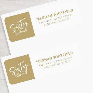 Modern Sixty and Fabulous Bold 60th Birthday Party Return Address Label
