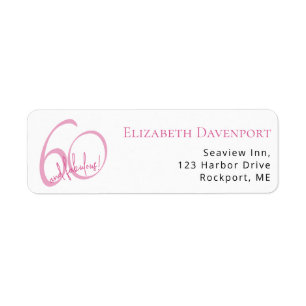 Modern Sixty and Fabulous Bold 60th Birthday Party Return Address Label