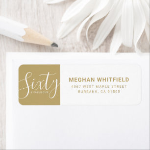 Modern Sixty and Fabulous Bold 60th Birthday Party Return Address Label