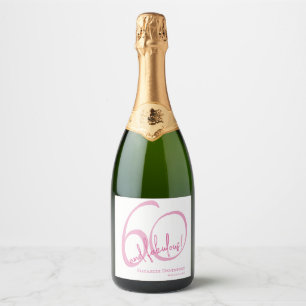 Modern Sixty and Fabulous Bold 60th Birthday Party Sparkling Wine Label