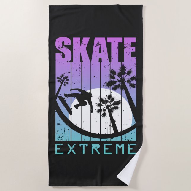 Modern Skate Extreme Skateboarding Fun Tropical Beach Towel (Front)
