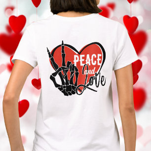 Modern Skeleton Hand Peace and Love  T-Shirt