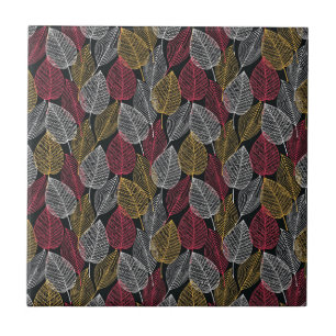 Modern Skeleton Leaves Autumn Pattern Ceramic Tile