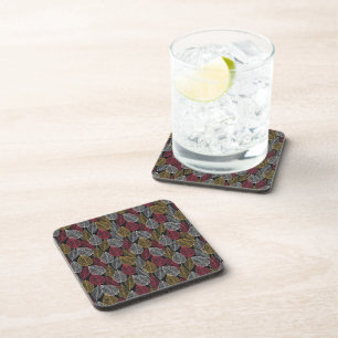 Modern Skeleton Leaves Autumn Pattern Coaster