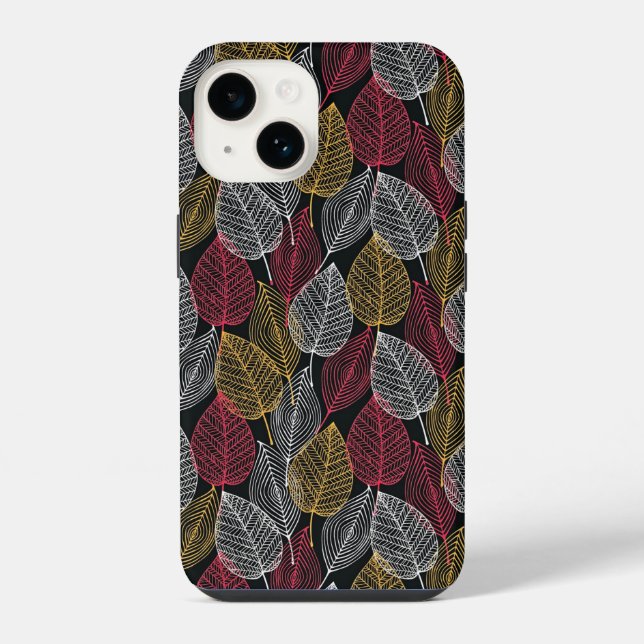 Modern Skeleton Leaves Autumn Pattern iPhone Case (Back)