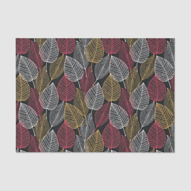 Modern Skeleton Leaves Autumn Pattern Tissue Paper (Front)