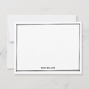 Modern Sketch Border Black and White Flat Card