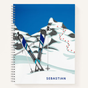 Modern Skiing Winter Ski Slopes Personalised Notebook