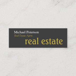 Modern Skinny Grey Gold Colour Agent Business Card