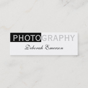 Modern Skinny White Black Script Business Card