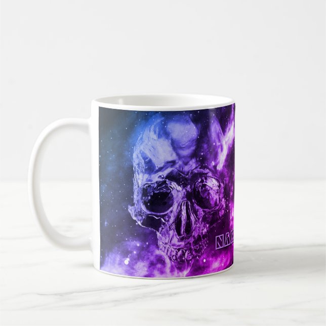 Modern skull in space. Customised Coffee Mug (Left)