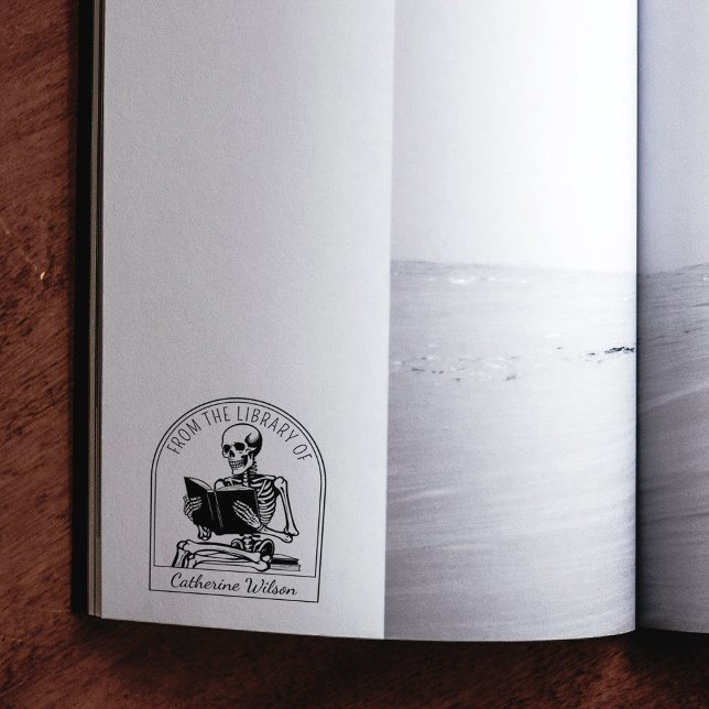 Modern Skull Reading Bookplate From the Library Of Rubber Stamp (Creator Uploaded)