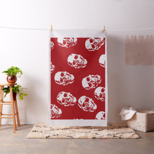 Modern skulls red fabric