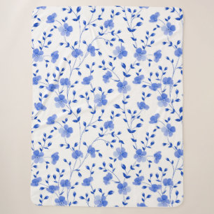 Modern Sky Blue Daisy Floral Sherpa Blanket