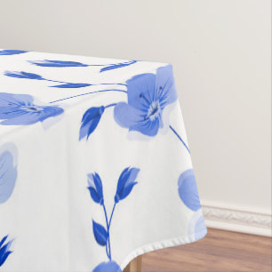 Modern Sky Blue  Daisy Floral  Tablecloth