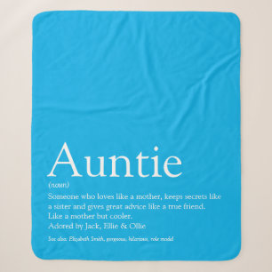 Modern Sky Blue Fun Cool Aunt Auntie Definition Sherpa Blanket