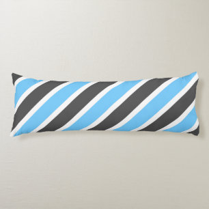 Modern Sky Blue Grey Diagonal Stripes Body Cushion