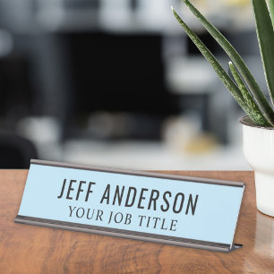 Modern Sky Blue Office Employee Desk Name Plate