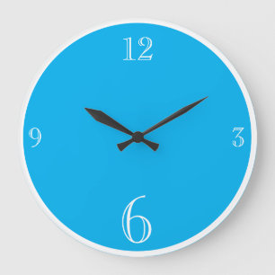 Modern Sky Blue Solid colour Basic minimalist Large Clock