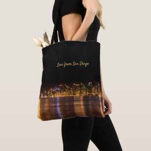 Modern Skyline City Black& Gold Souvenir San Diego Tote Bag