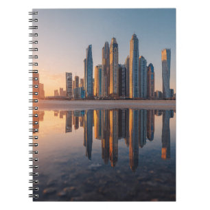 Modern Skyline Golden Reflection Notebook