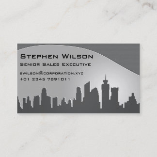 Modern Skyline Grey Business Card