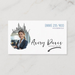 Modern Skyline Real Estate Agent Elegant Cityscape Business Card