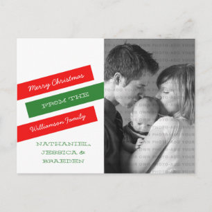 Modern Slant Photo Postcard (Red/Green)