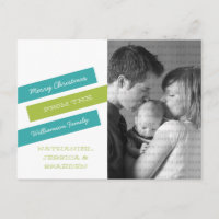 Modern Slant Photo Postcard (Teal/Green)