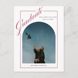 Modern Slanted Script Graduation Announcement Postcard