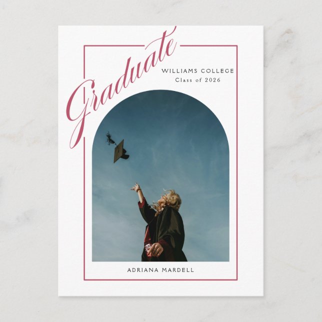 Modern Slanted Script Graduation Announcement Postcard (Front)