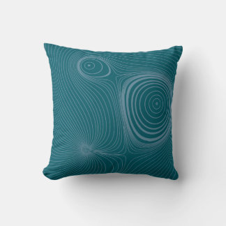 Modern Slate Blue Psychedelic Topographic Line Art Cushion