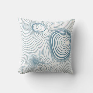 Modern Slate Blue Psychedelic Topographic Line Art Cushion