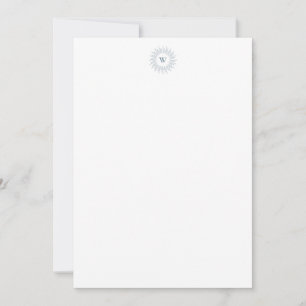 Modern Slate Blue Sunburst Monogram Card