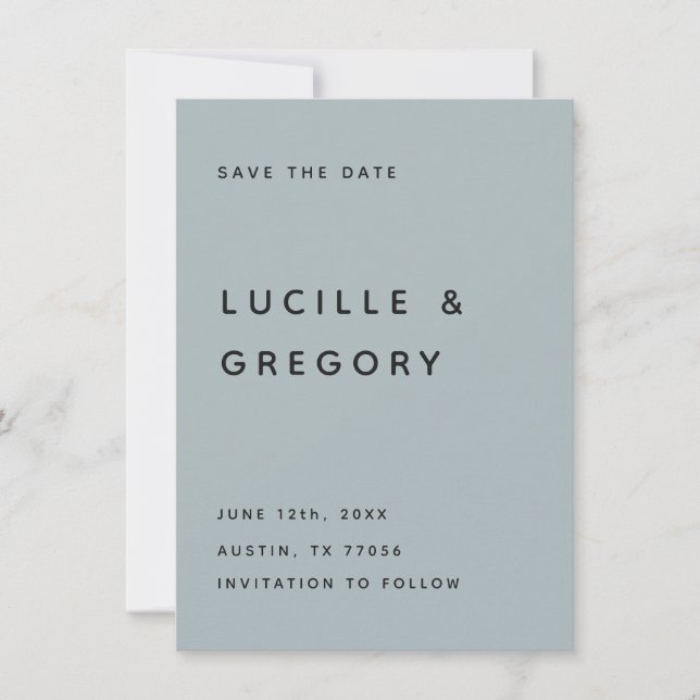 Modern Slate Editorial All Caps Save the Date (Front)