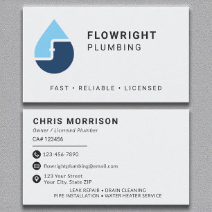 Modern Slate Grey Plumbing Professional Business Card