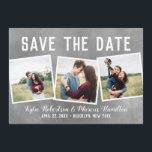 Modern Slate Snapshots Save The Date 3 Photo<br><div class="desc">Share your news with this chic save the date card featuring three snapshot photos and a textured grey background.</div>