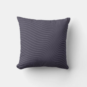 Modern Slate Violet Grey Abstract Wavy Line Art Th Cushion