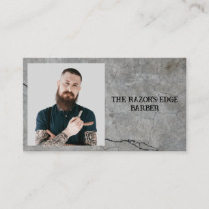 Modern Sleek Black and Grey Barbershop Business Card