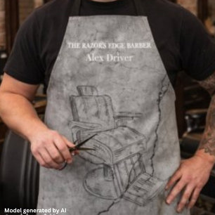 Modern Sleek Black and Grey Barbershop Photo Apron